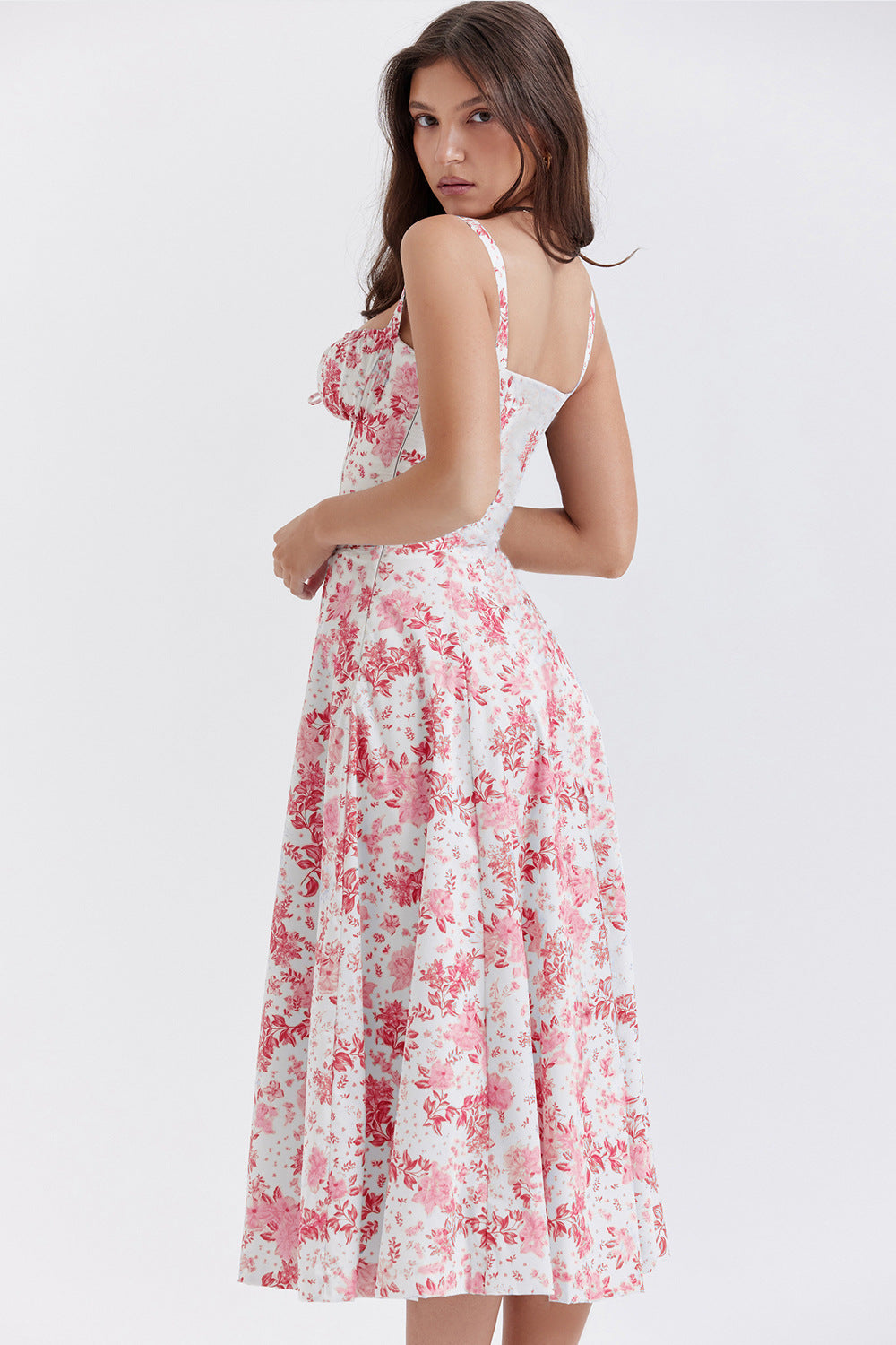 Vintage Floral Fitted Waist Dress for Women
