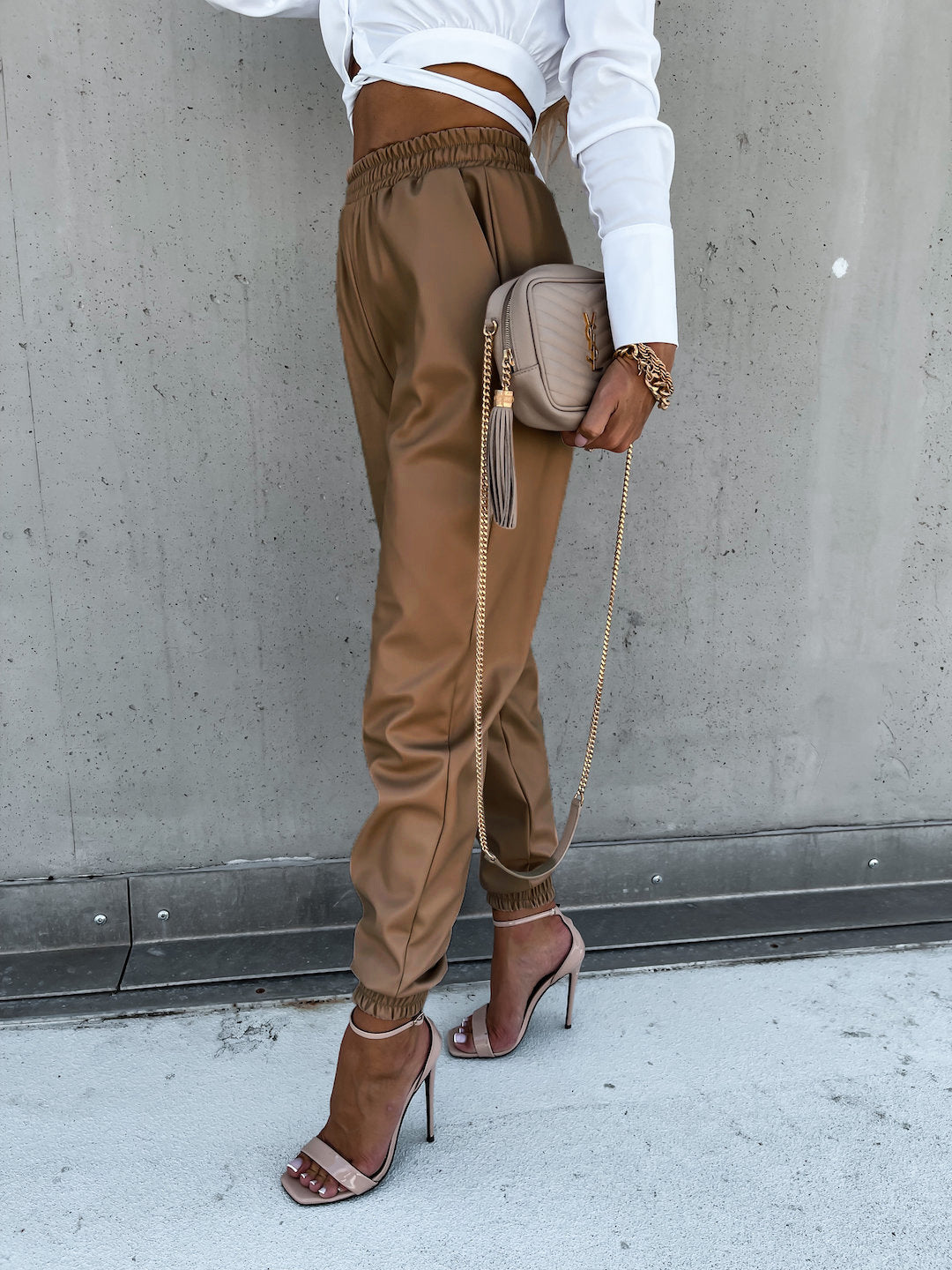 Men's PU Leather Athletic Trousers for Comfort and Style