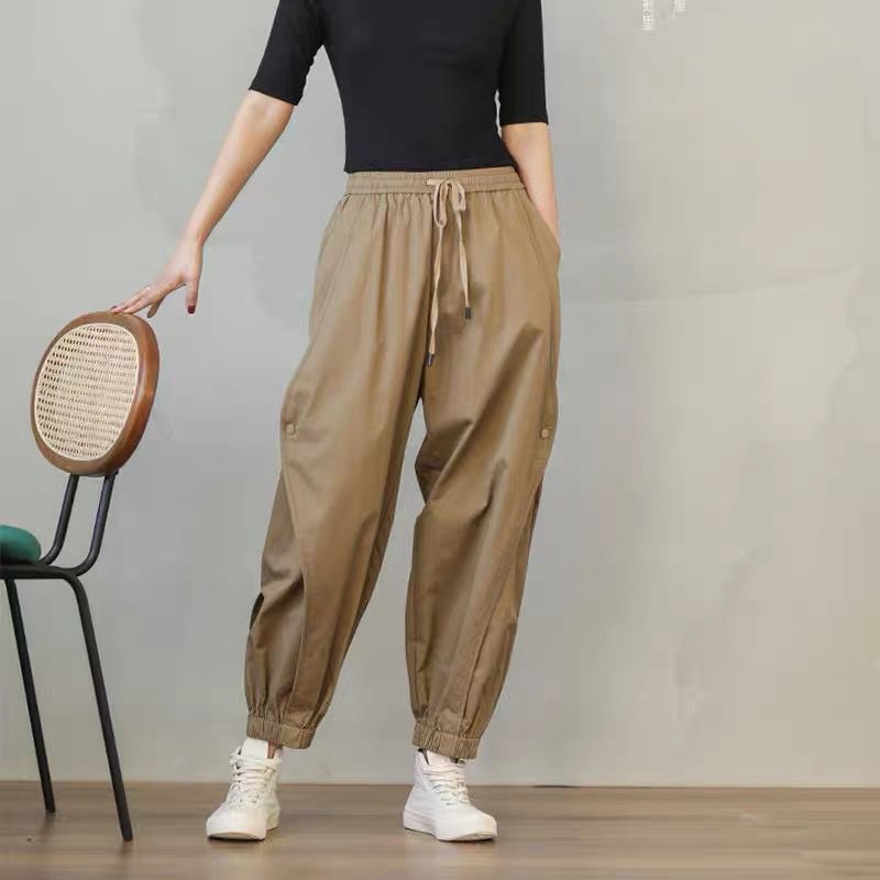 Buttoned Jogger Trousers with Elastic Waistband for Comfort