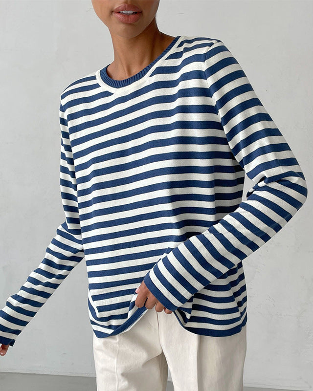 Women's Striped Long Sleeve Top for Everyday Wear