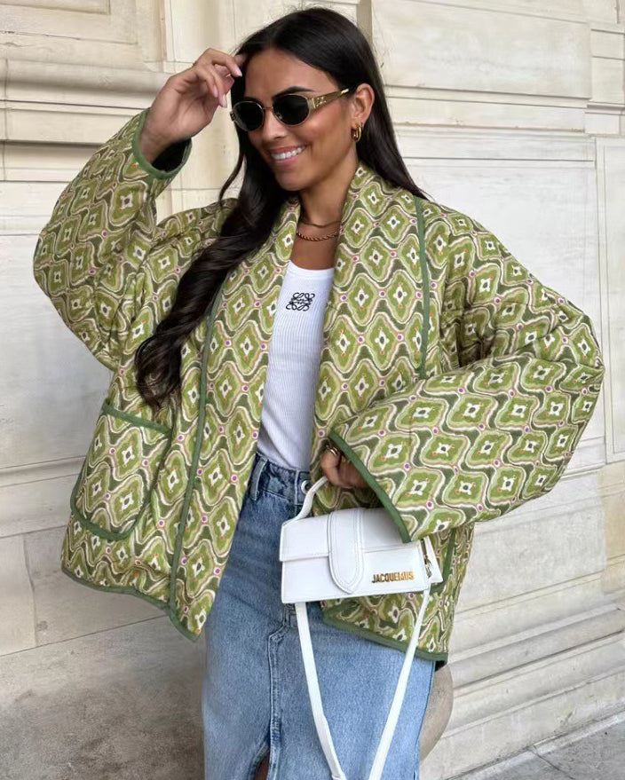 Bohemian Style Quilted Open Coat for Effortless Layering