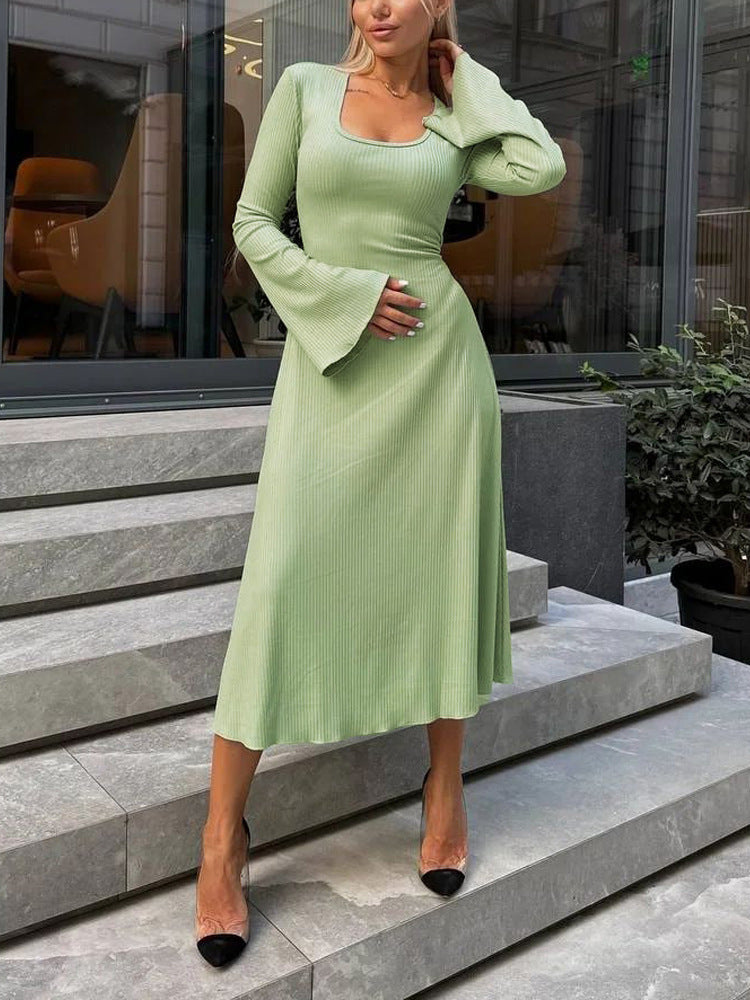 Women's Long Sleeve Bell Dress - Elegant & Comfortable Design