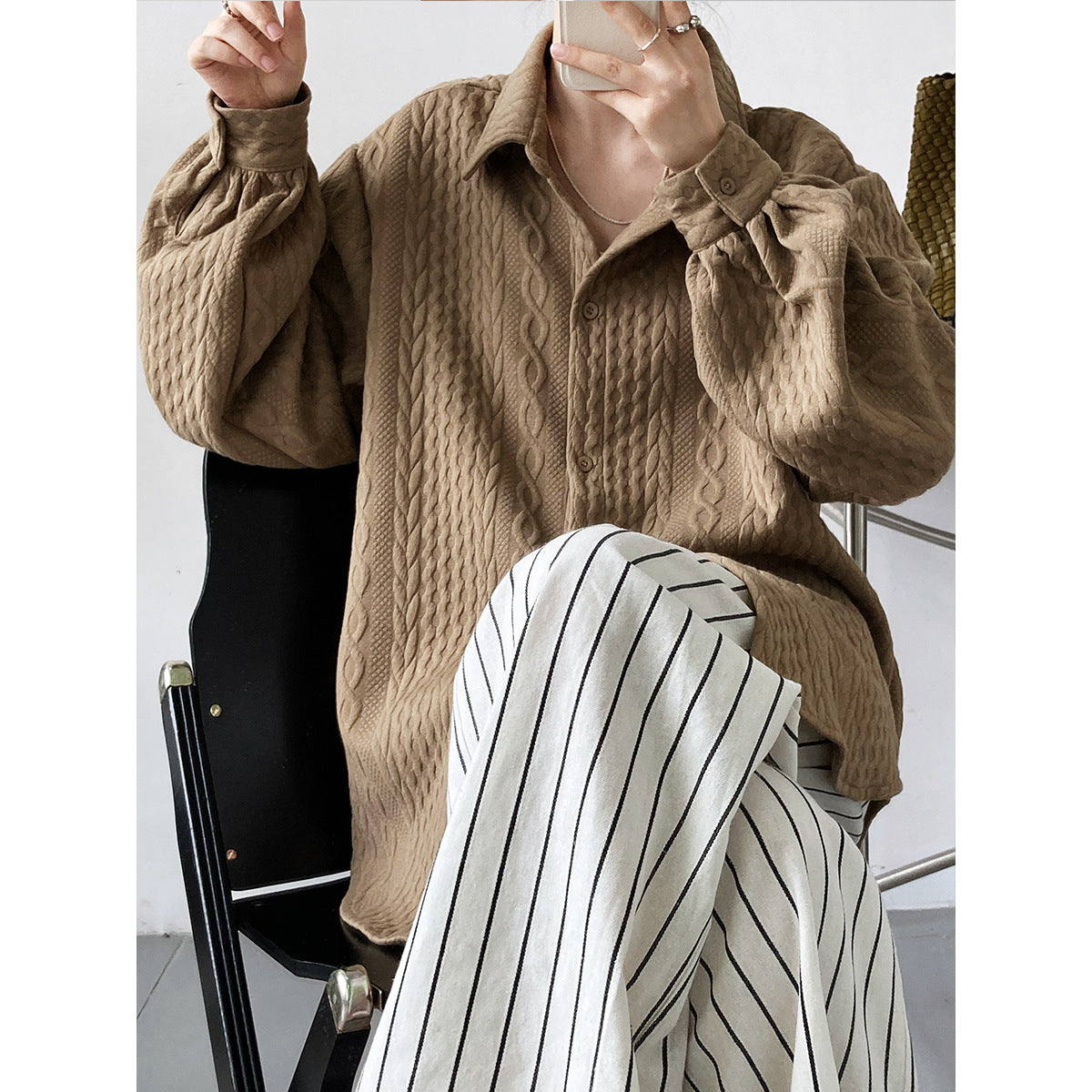 Embroidered Oversized Mesh Blouse for Stylish Comfort
