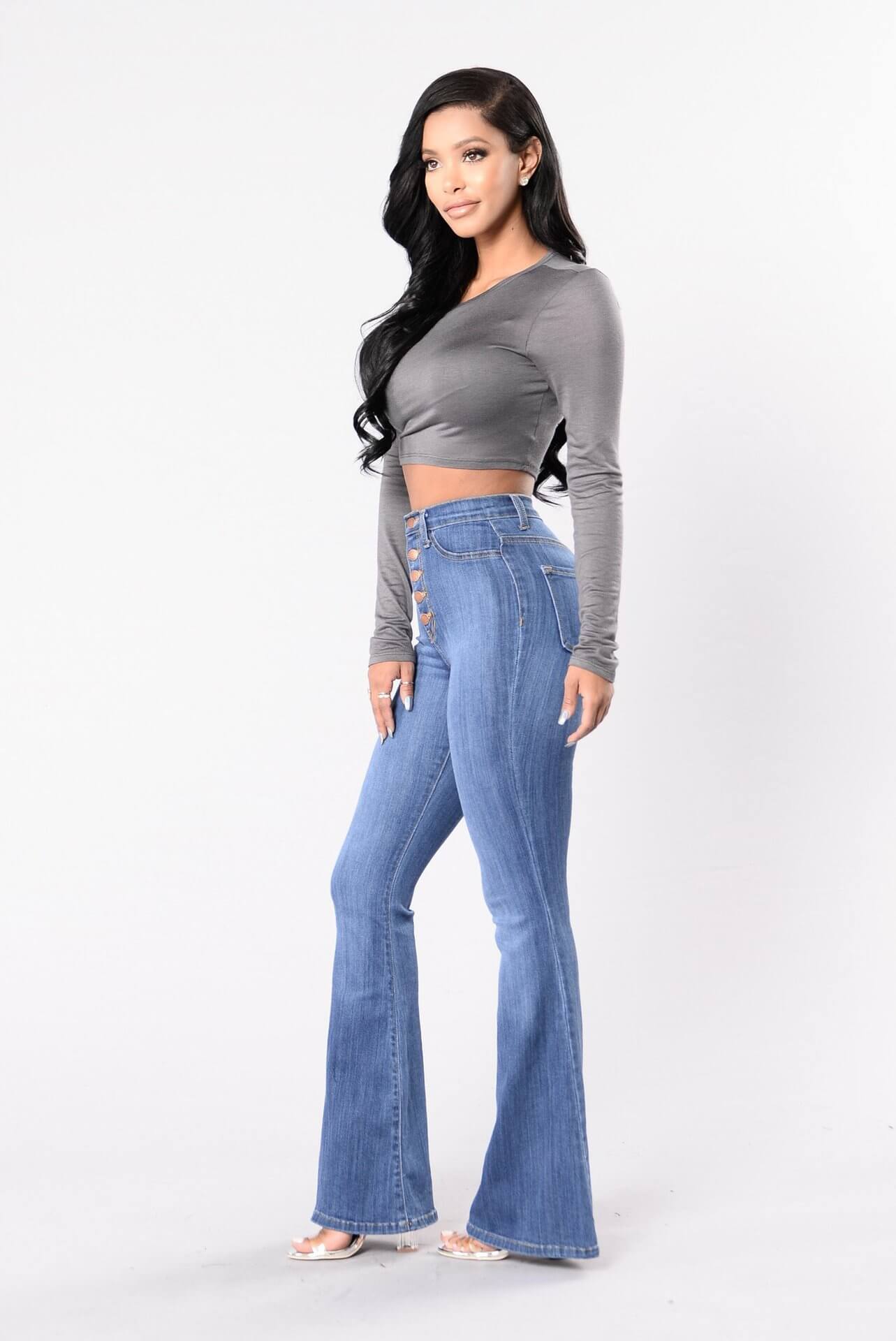 Flared Jeans with Adjustable Waist for Comfort and Style