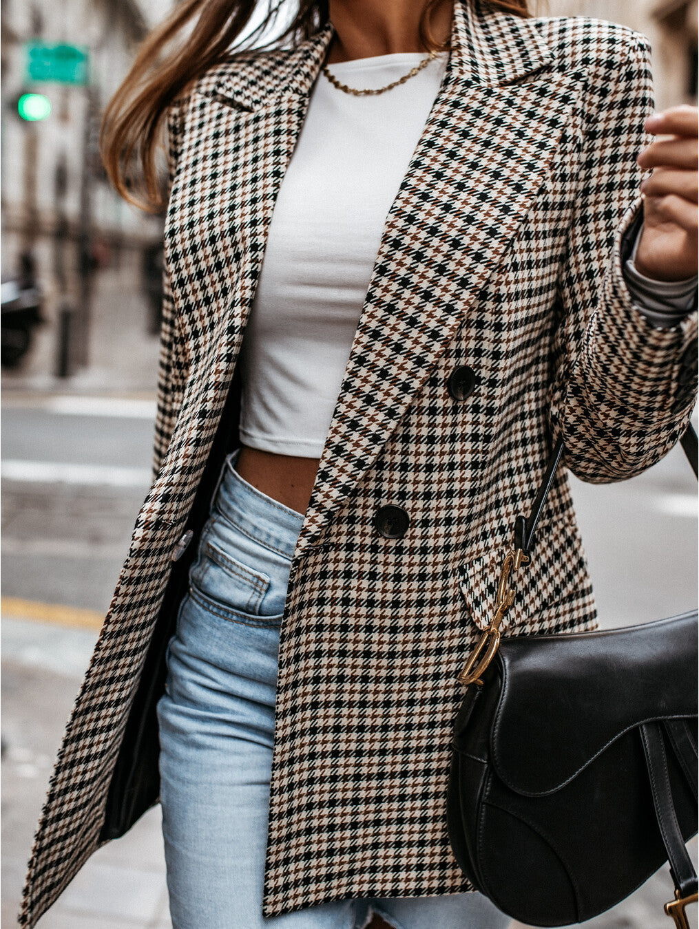 Checked Blazer with Tailored Fit and Stylish Design