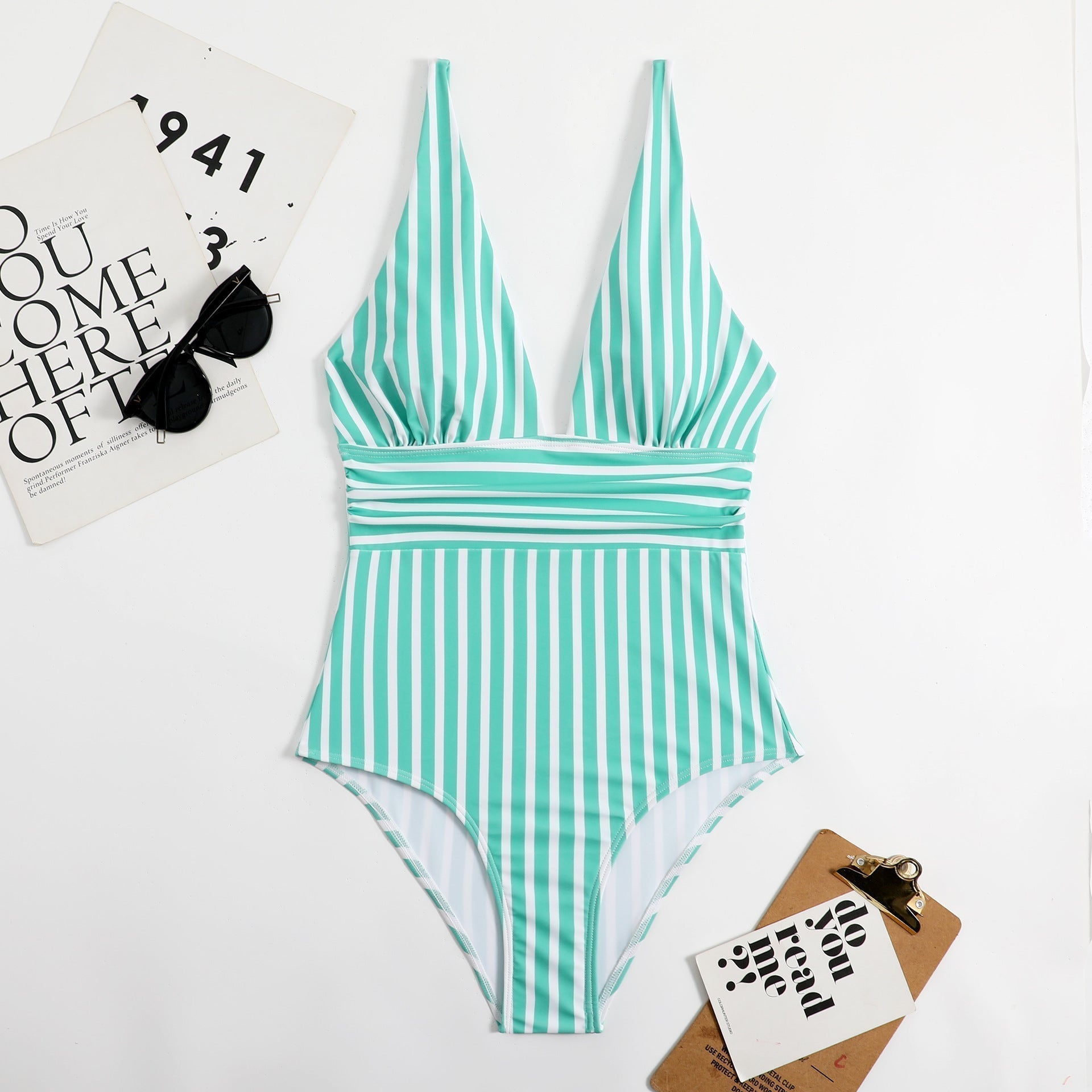 V-Neck Retro Striped Swimsuit for Stylish Summer Fun