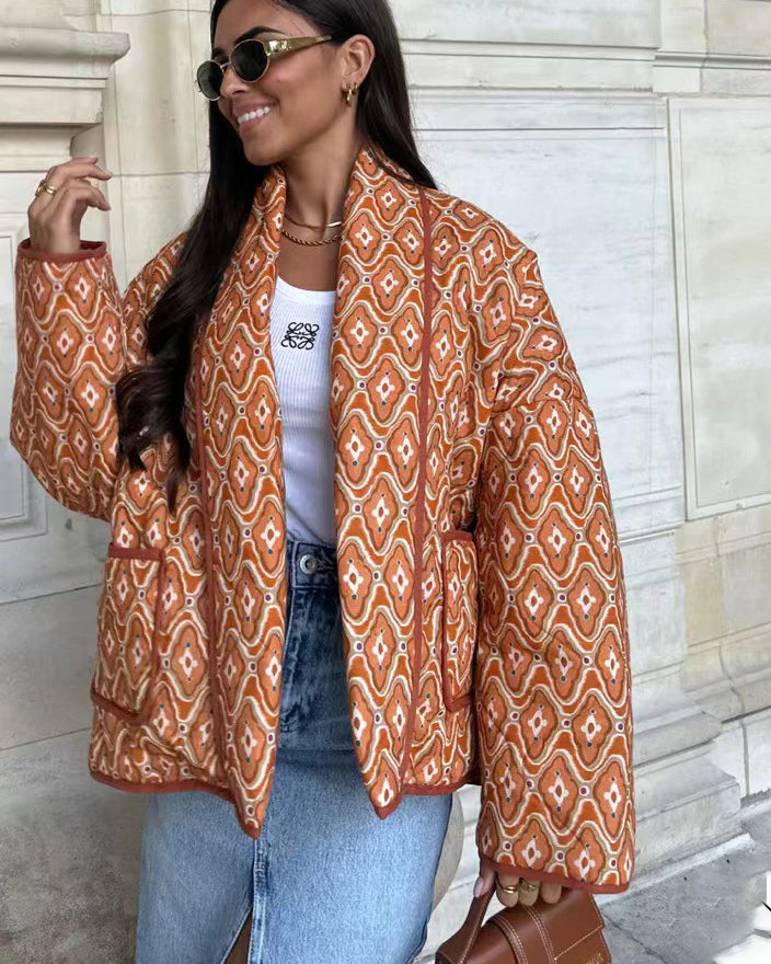 Bohemian Style Quilted Open Coat for Effortless Layering