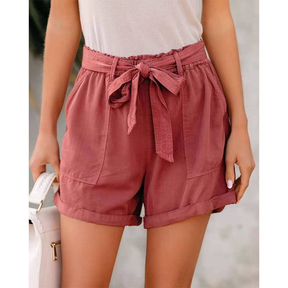 Mid-Length Bow Accent Shorts for Comfortable Summer Style