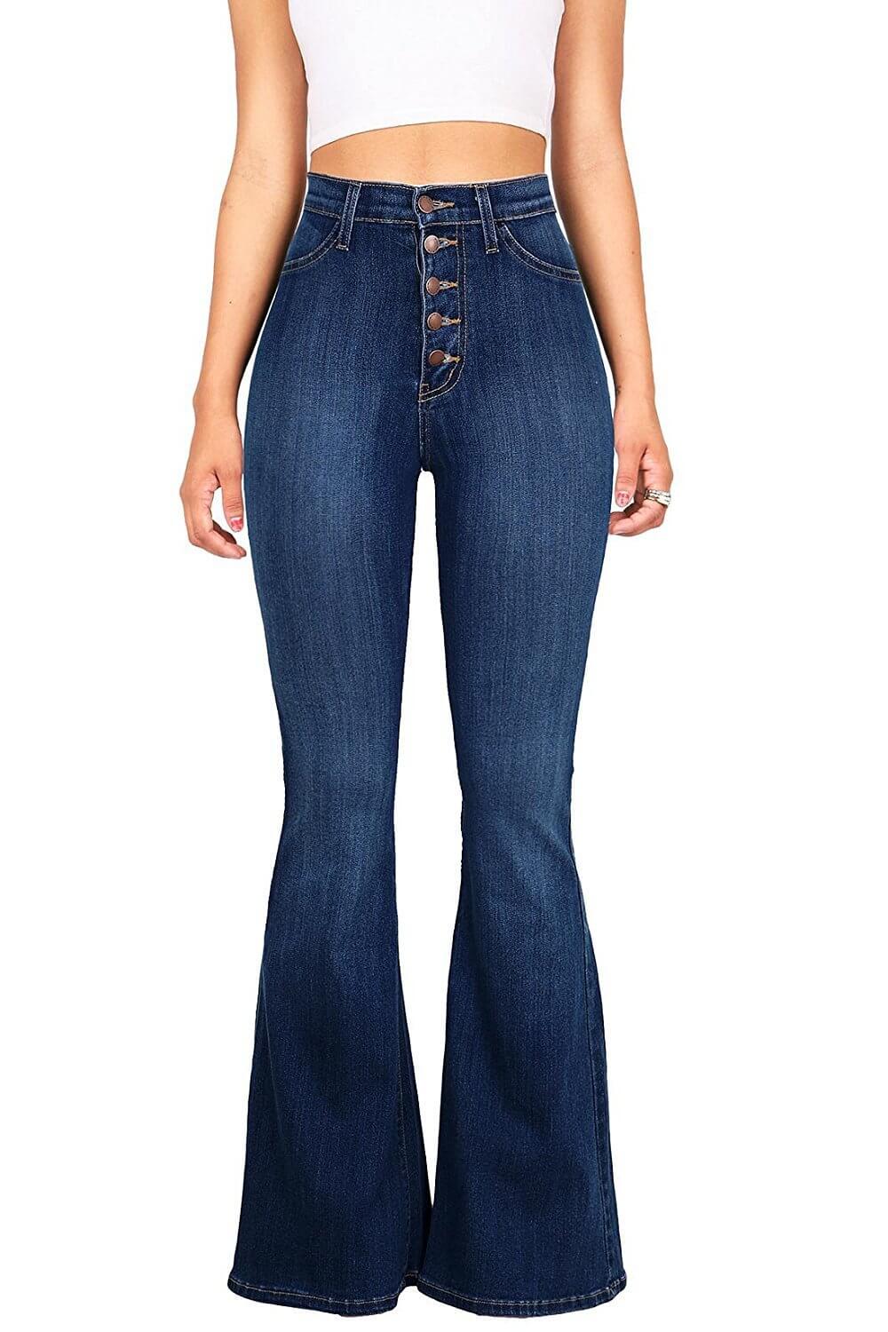 Flared Jeans with Adjustable Waist for Comfort and Style