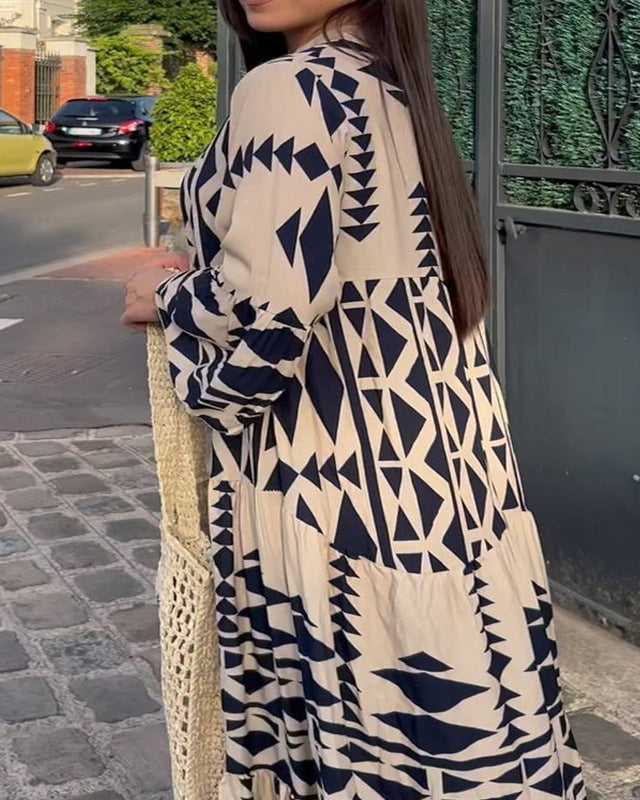 Boho Long Button Dress with Flowy Design and Adjustable Straps