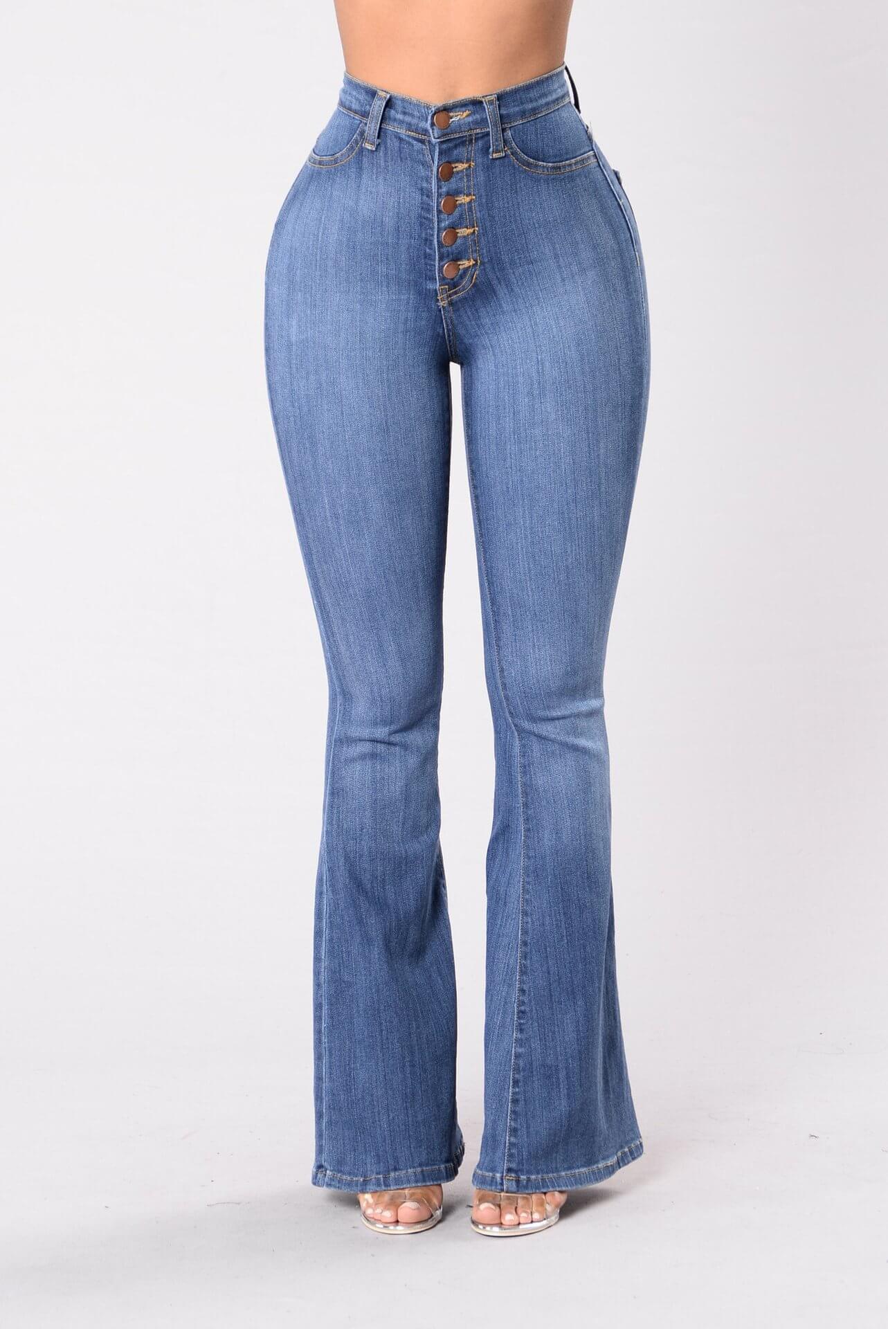 Flared Jeans with Adjustable Waist for Comfort and Style