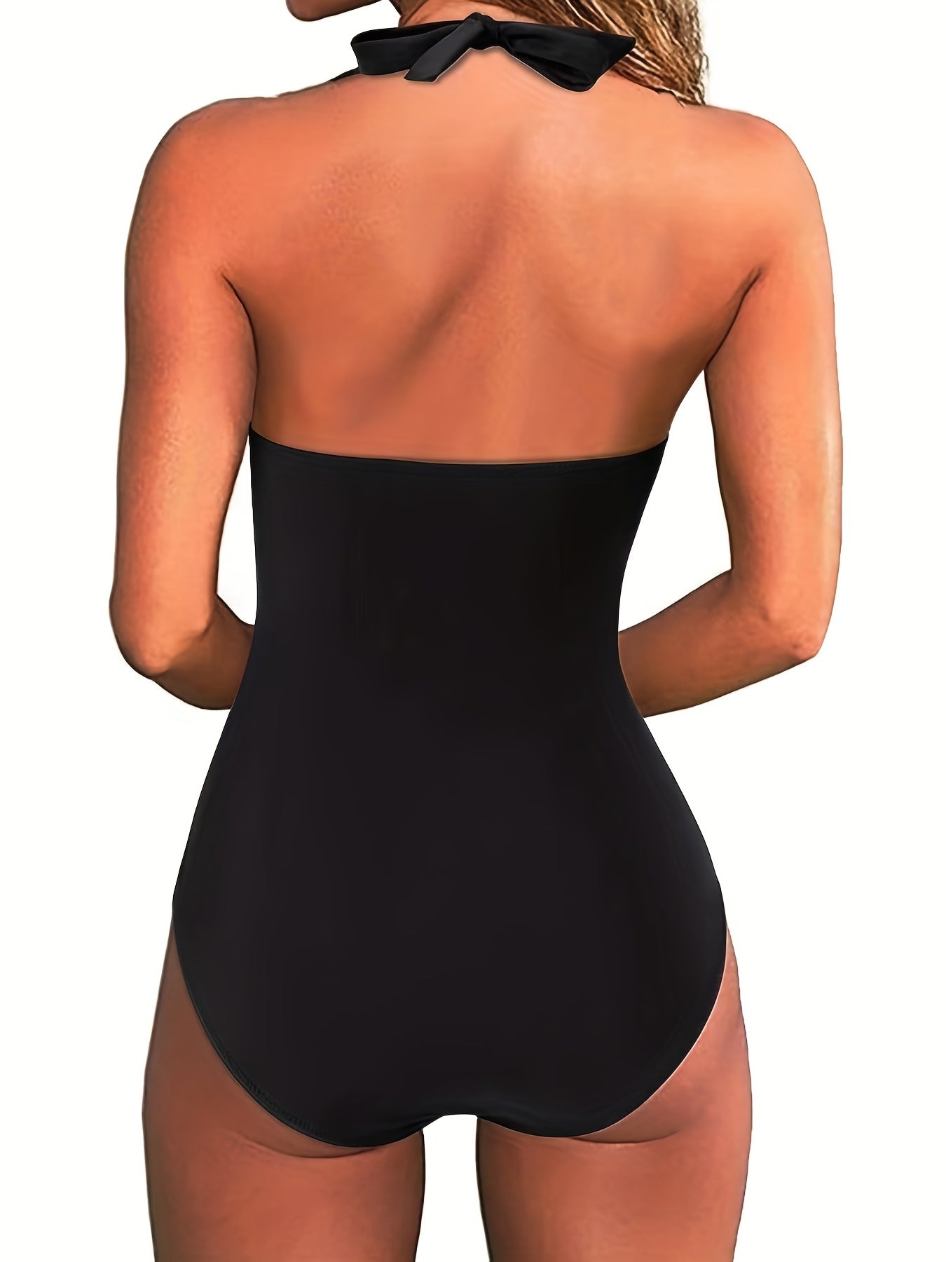 Halter Neck Backless V-Neck Swimsuit for Women