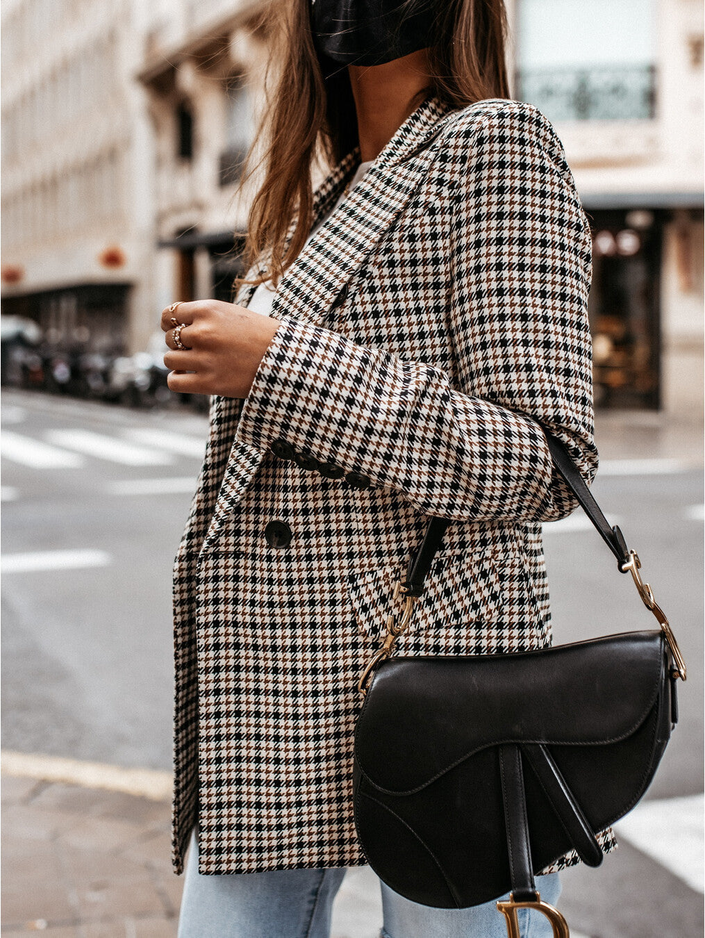 Checked Blazer with Tailored Fit and Stylish Design