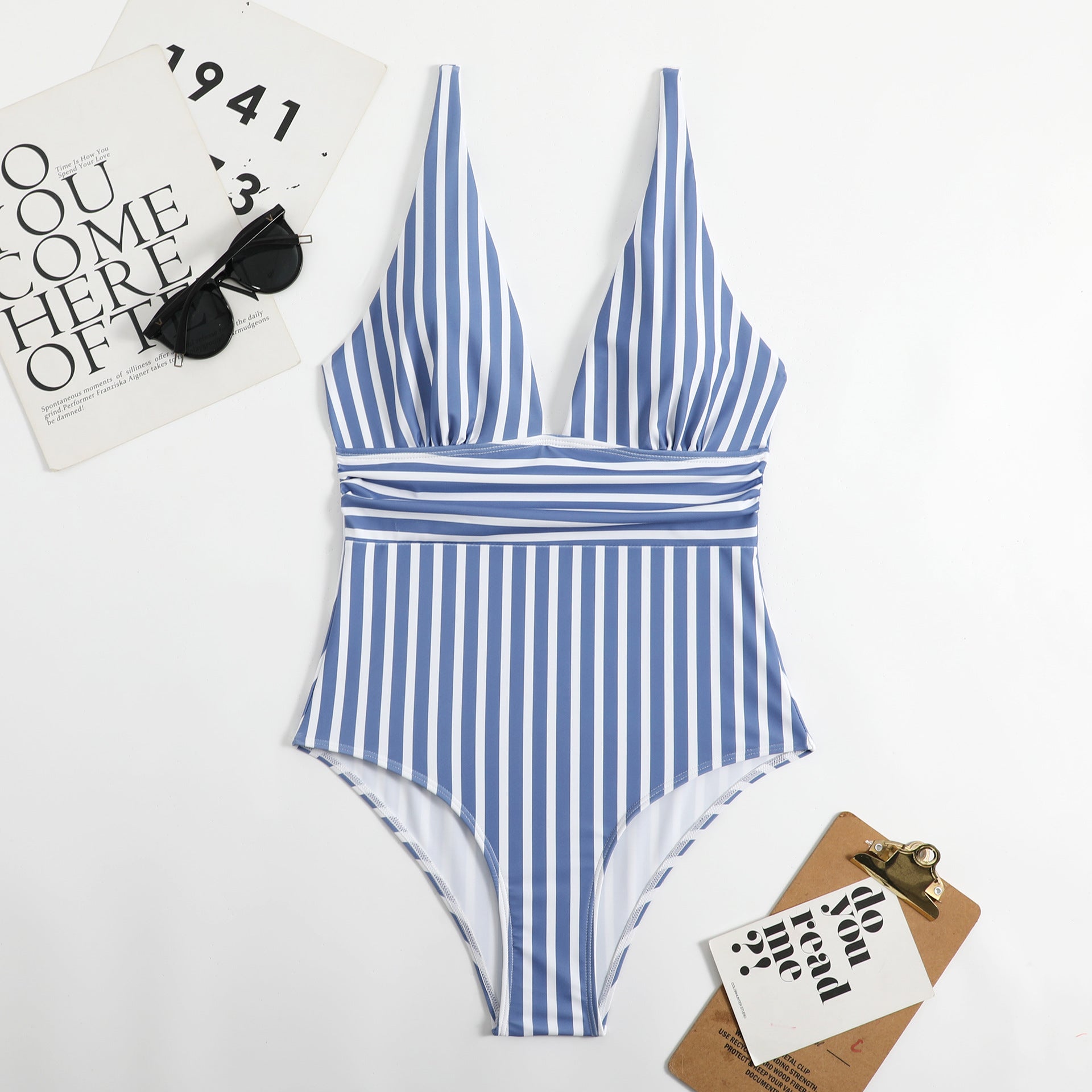 V-Neck Retro Striped Swimsuit for Stylish Summer Fun