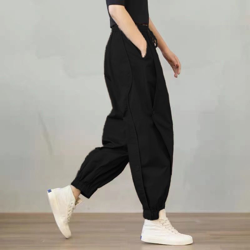 Buttoned Jogger Trousers with Elastic Waistband for Comfort