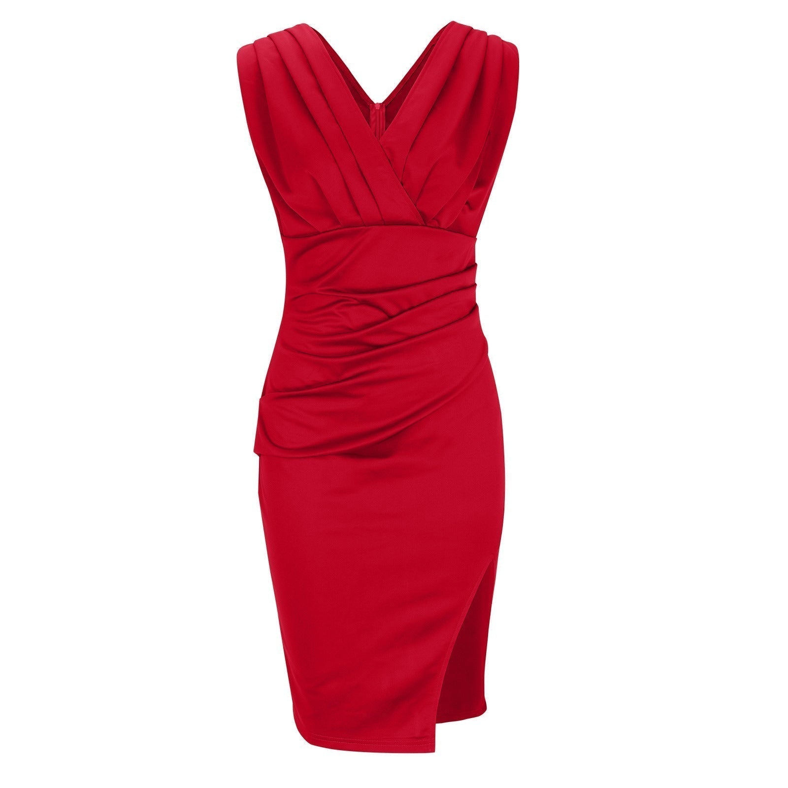 Fitted V-Neck Dress with Slits for a Stylish Look