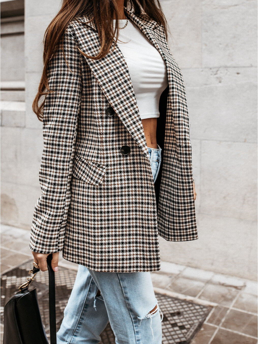 Checked Blazer with Tailored Fit and Stylish Design