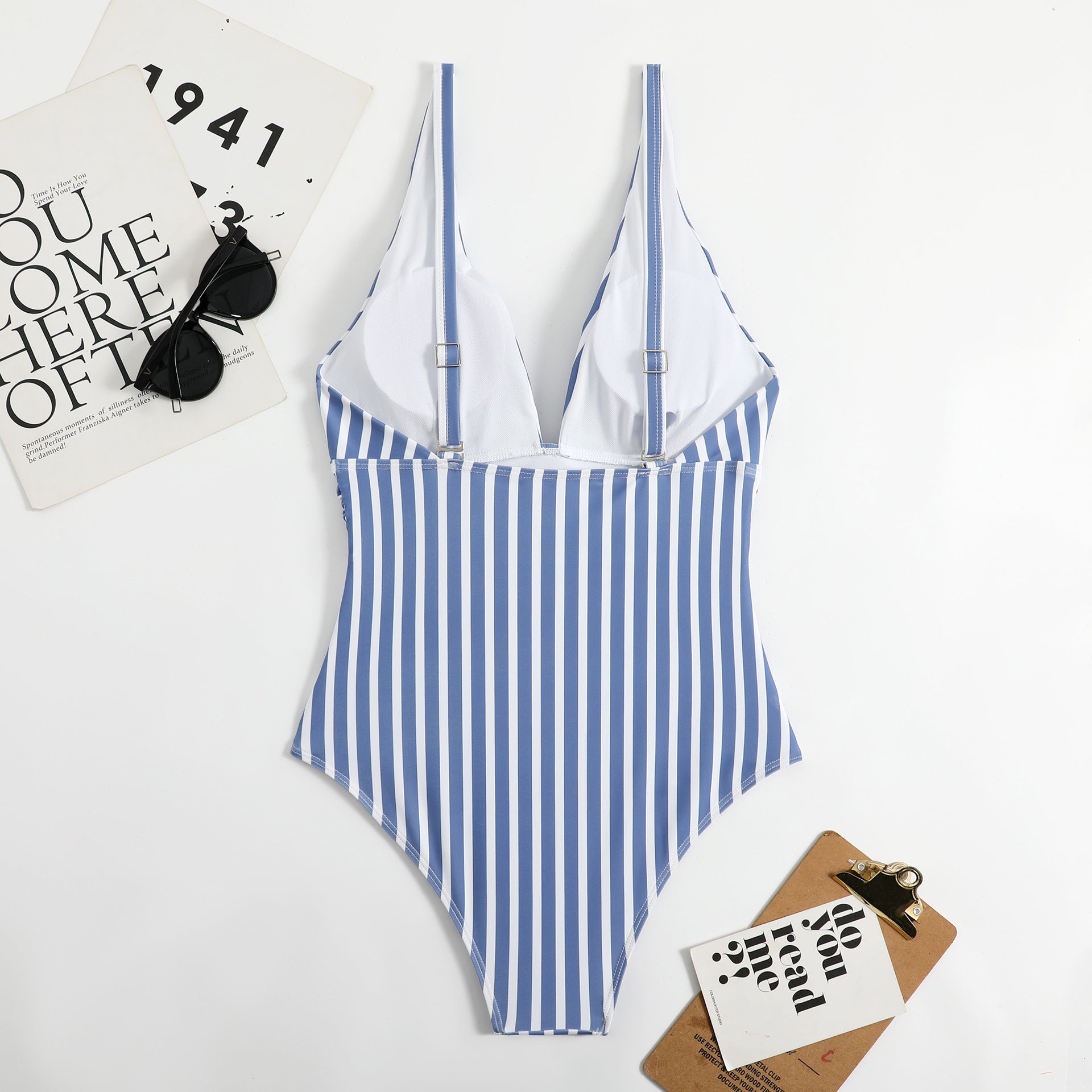 V-Neck Retro Striped Swimsuit for Stylish Summer Fun