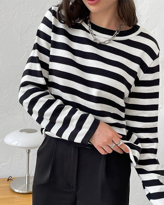 Women's Striped Long Sleeve Top for Everyday Wear