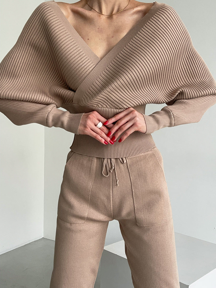 Off-Shoulder Top and Trouser Set - Stylish Women's Outfit