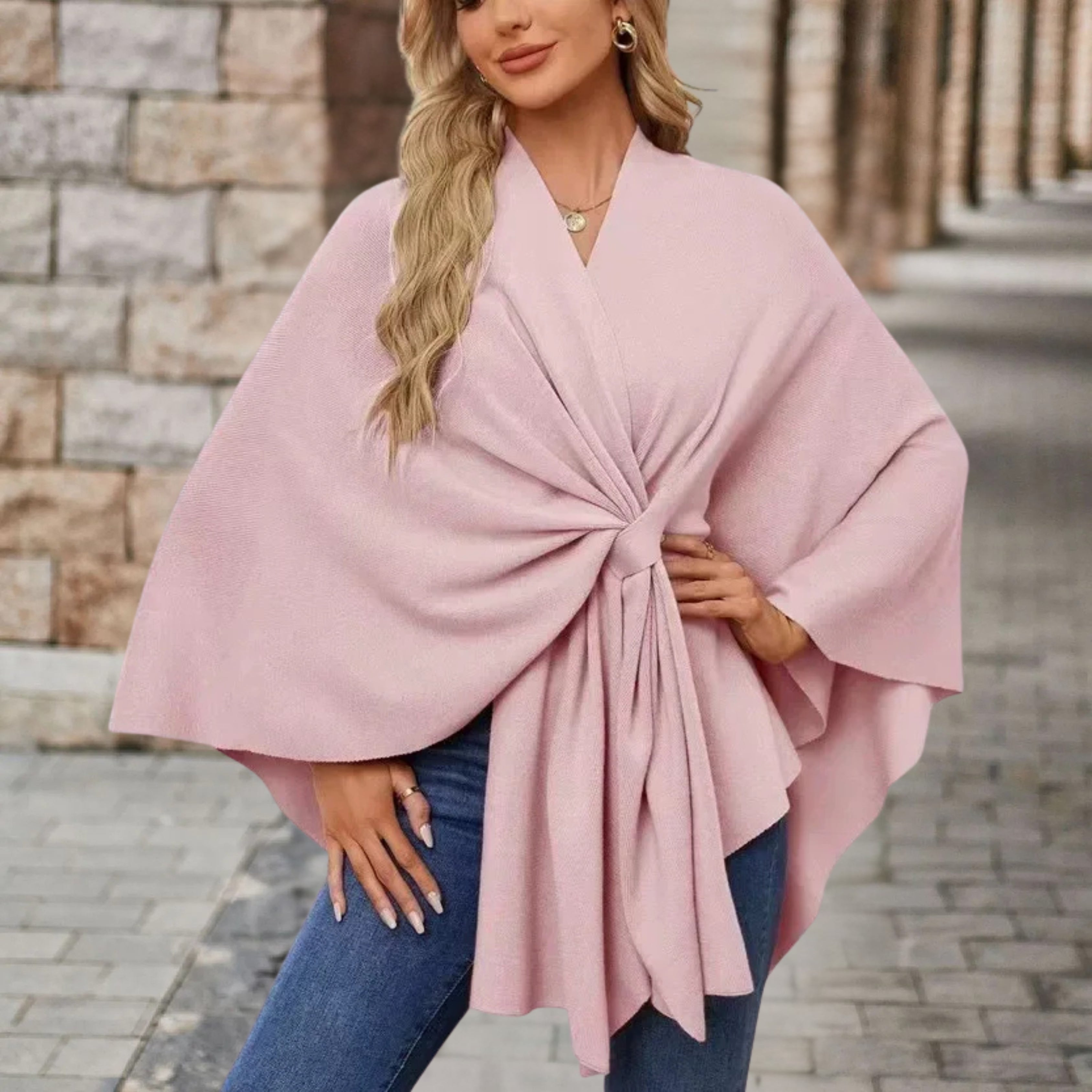 Cozy Knit Poncho for Women - Elegant Layering Wrap