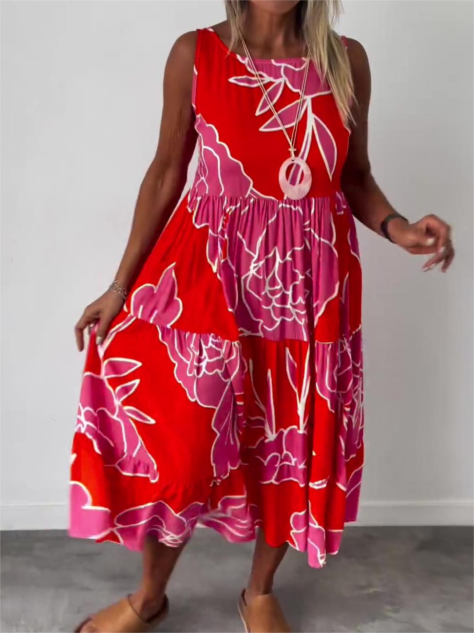 Floral Abstract A-Line Dress for Women