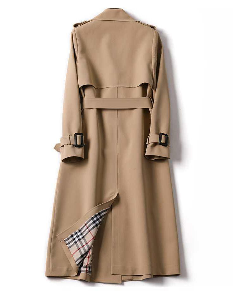 Checked Lining Long Jane Trench Coat for Stylish Layering