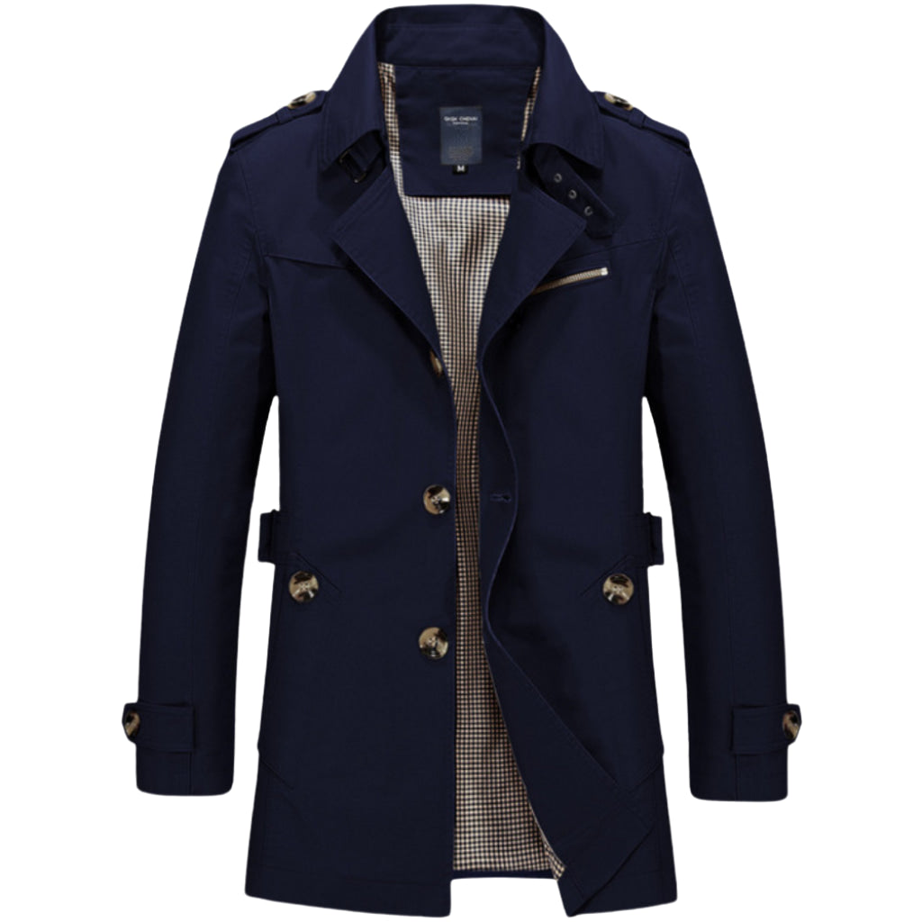 Men's Waterproof Trench Coat with Zip Pockets