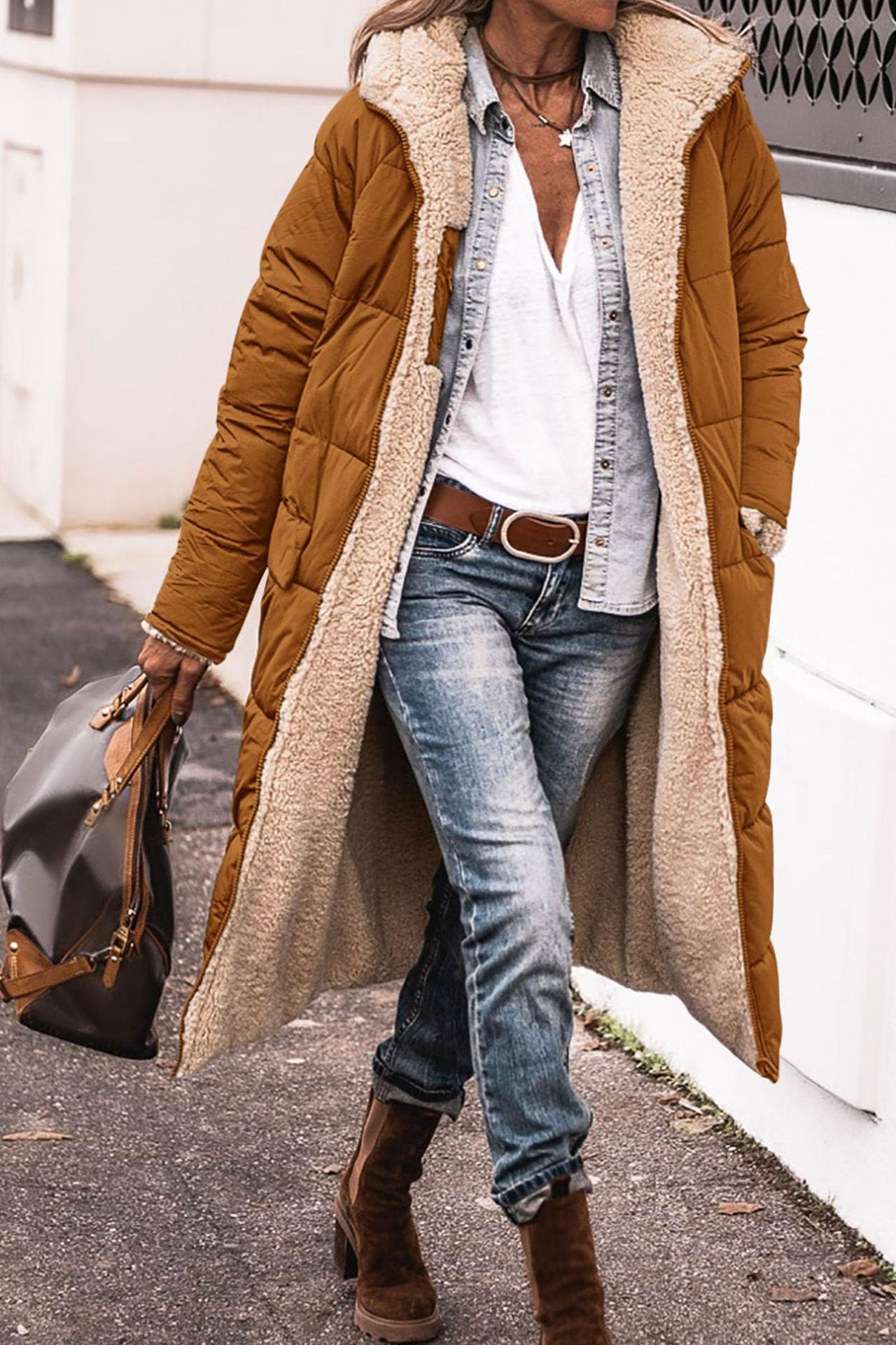 Hooded Long Padded Jacket for Enhanced Warmth and Comfort