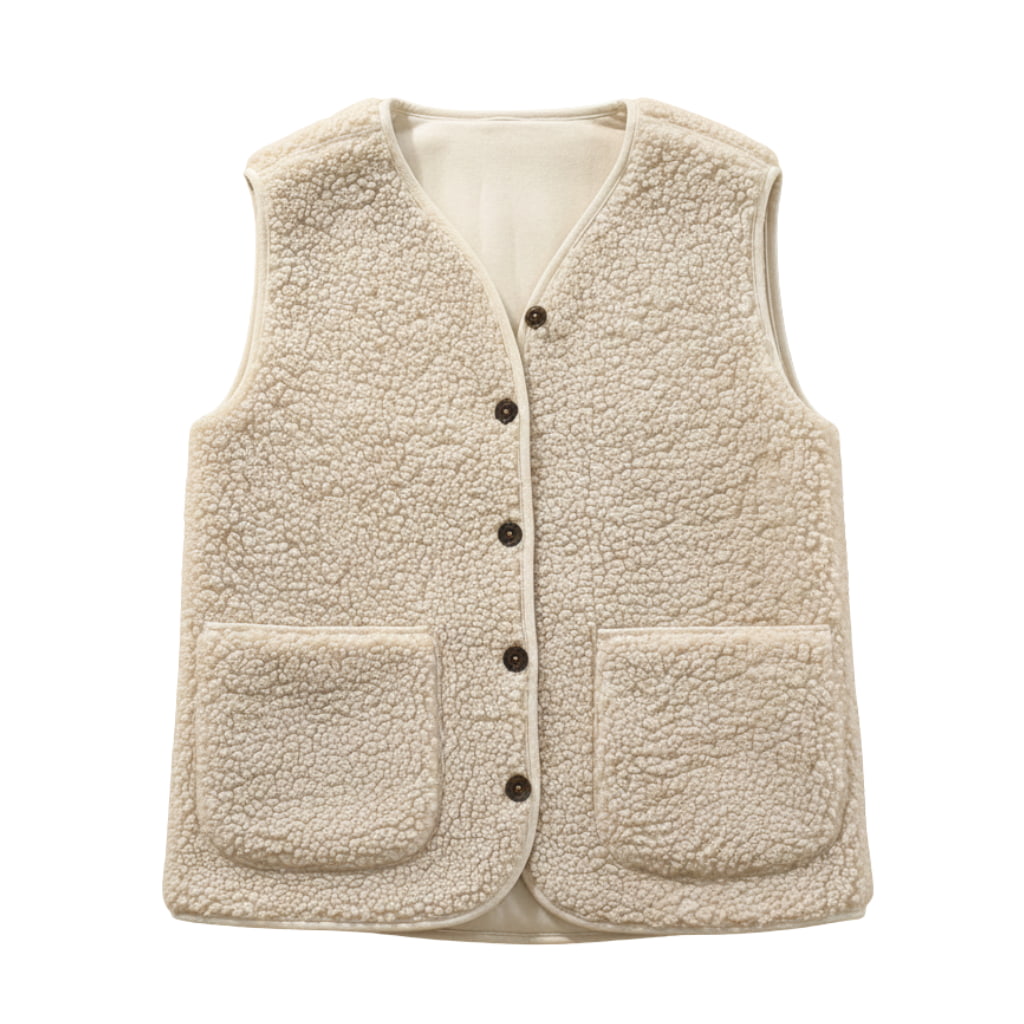 Cozy Women's Teddy Gilet Soft Textured Waistcoat with Button Front