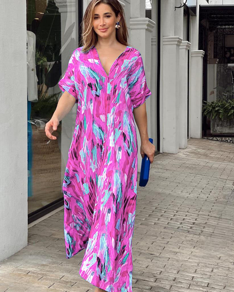 Flowy Printed Maxi Dress with Relaxed Fit