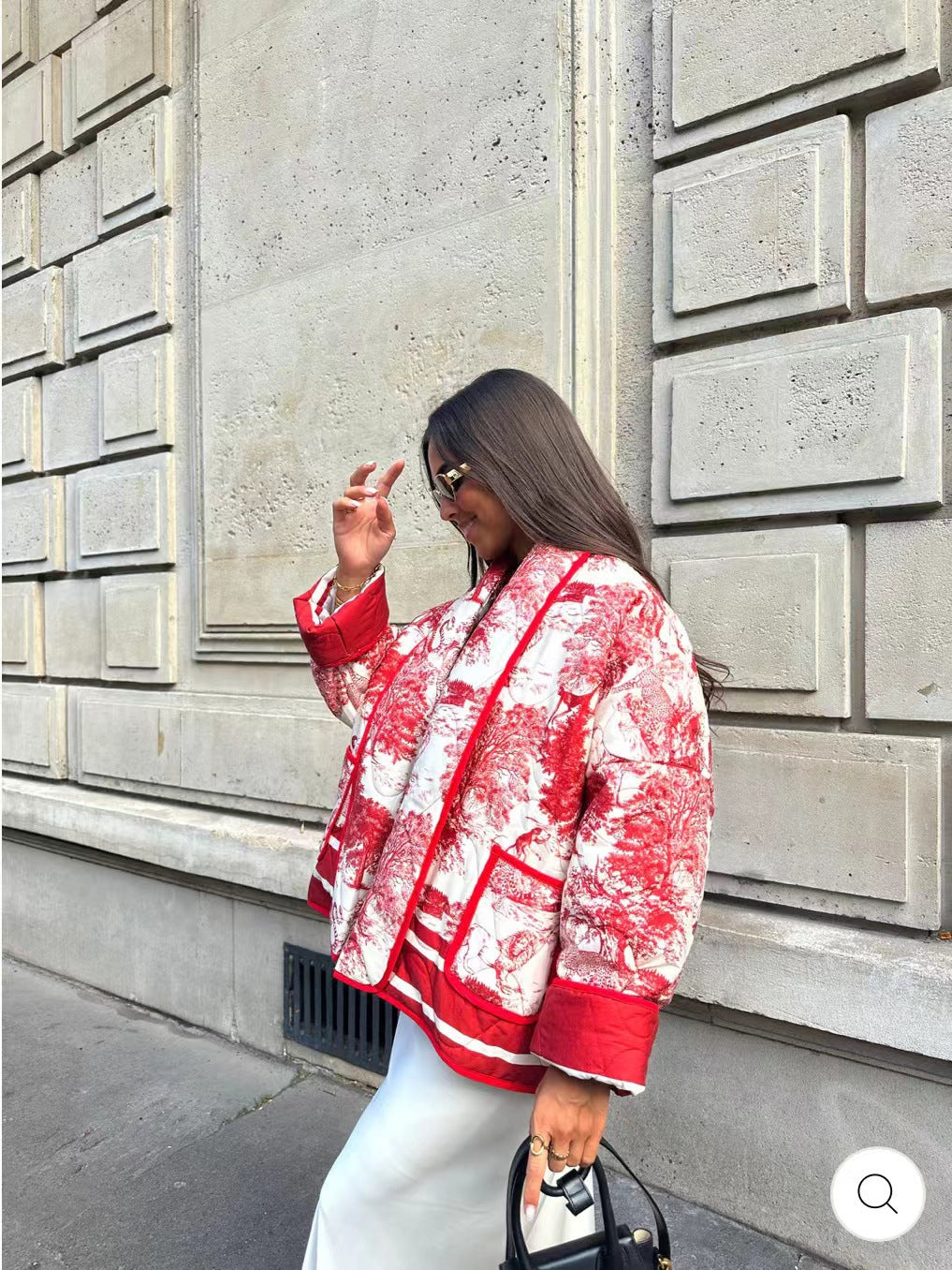 Women's Padded Jacket with Stylish Print Design