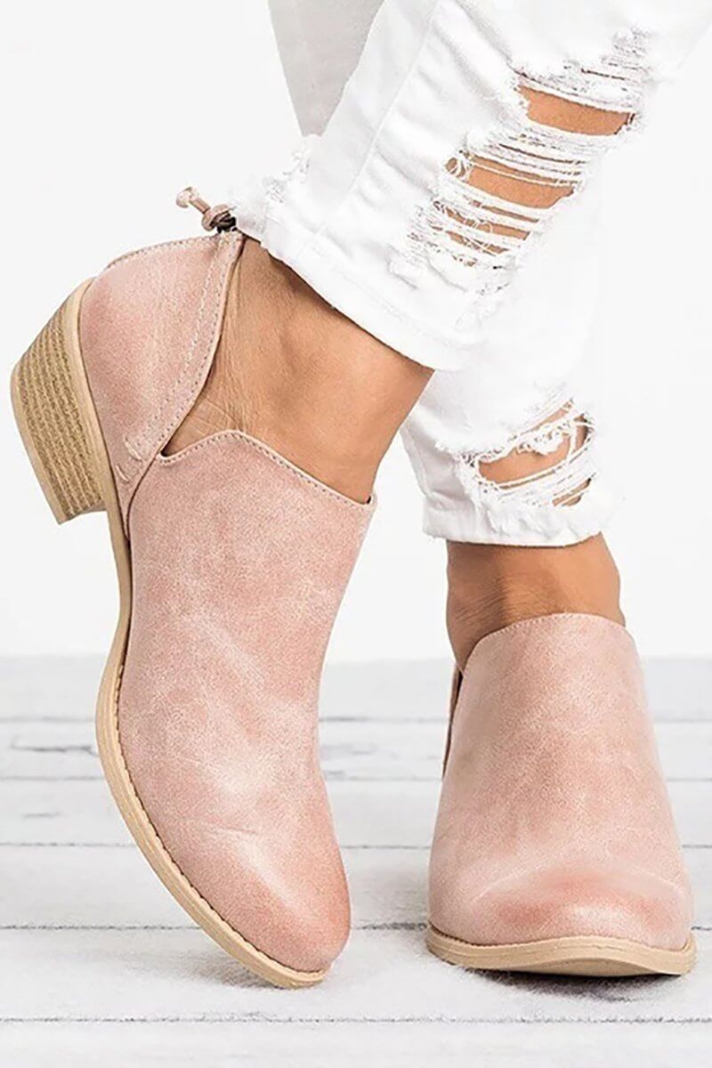 Comfortable PU Leather Short Flat Boots for Everyday Wear