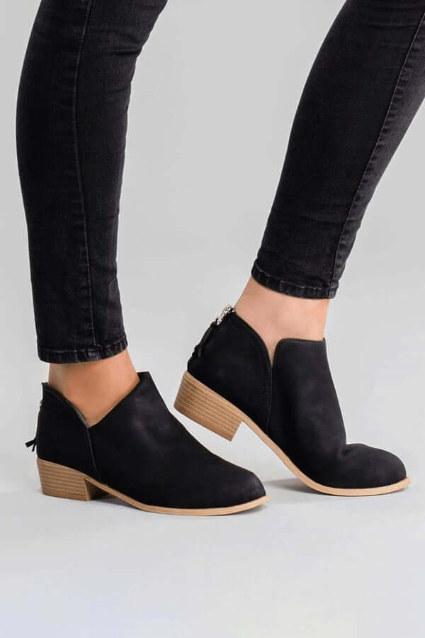 Comfortable PU Leather Short Flat Boots for Everyday Wear