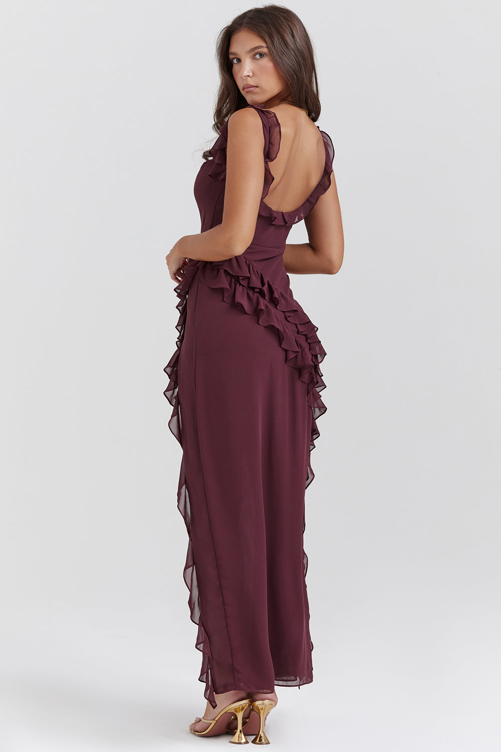 Elegant Georgia Ruffled Long Dress for Special Occasions
