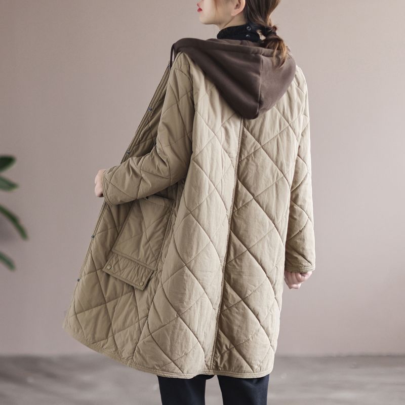 Warm Long Padded Winter Coat with Hood and Pockets