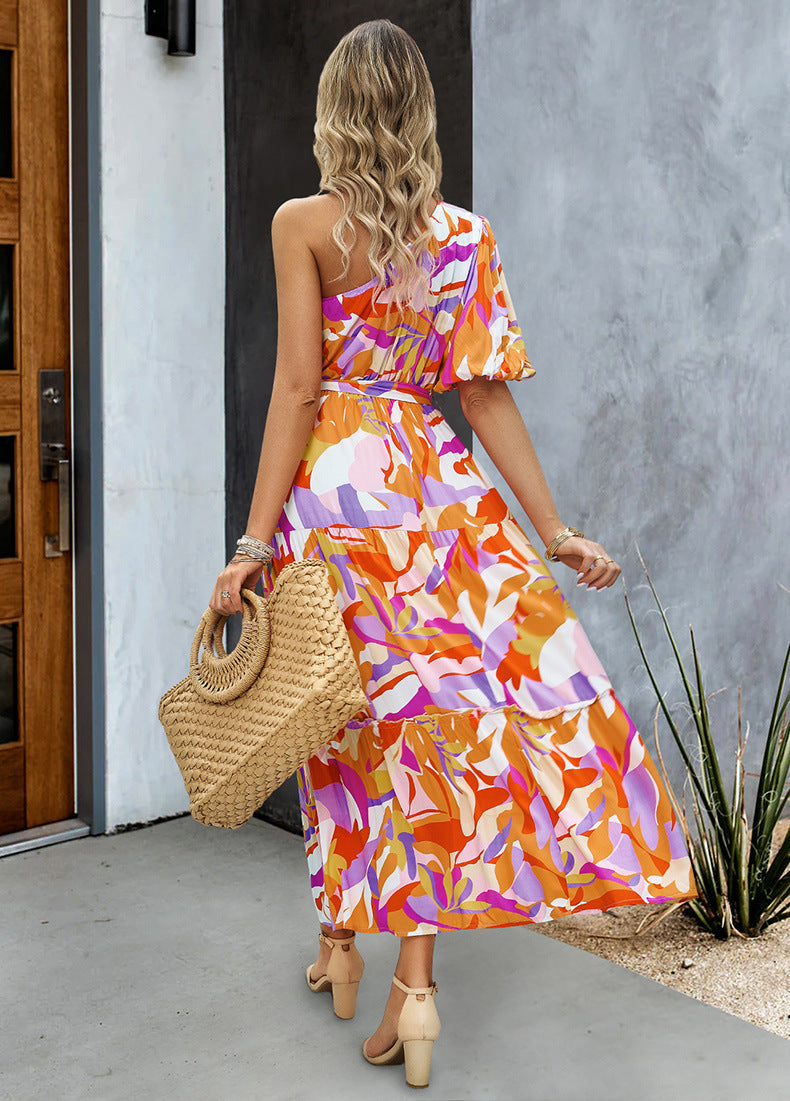 One-Shoulder Bow Detail Maxi Dress
