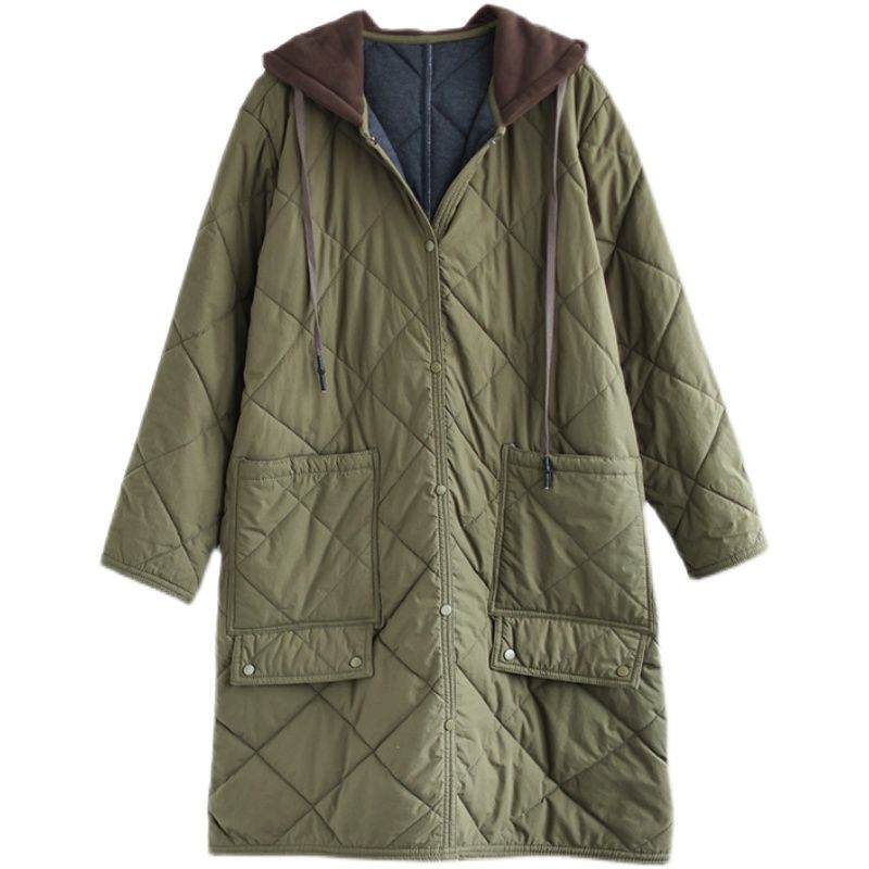 Warm Long Padded Winter Coat with Hood and Pockets
