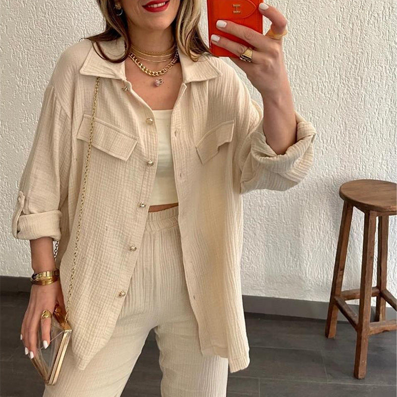 Women's Casual Shirt and Trouser Set - Stylish and Comfortable Outfit