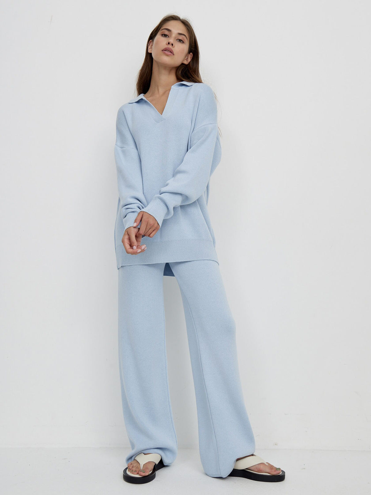 Knit Trouser and Jumper Set in Lotus Style