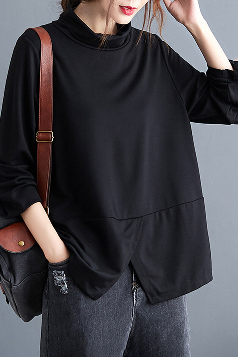 High-Collar Office Blouse for Professional Look
