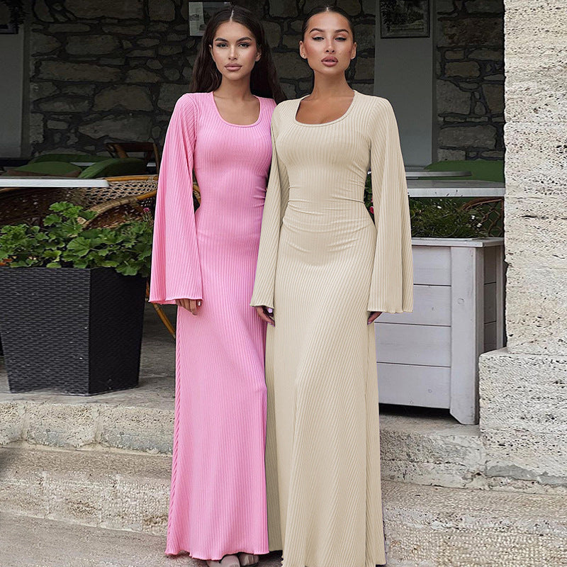 Women's Long Sleeve Bell Dress - Elegant & Comfortable Design