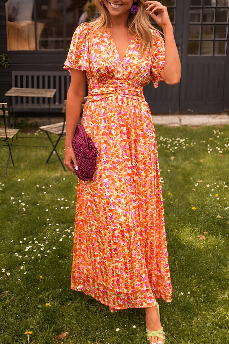 Anja V-Neck Maxi Dress with Flattering Silhouette
