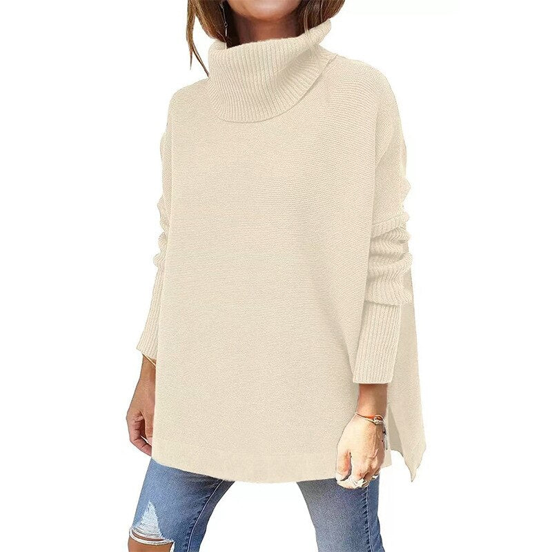 Oversized High Neck Sweater in Soft Knit Fabric
