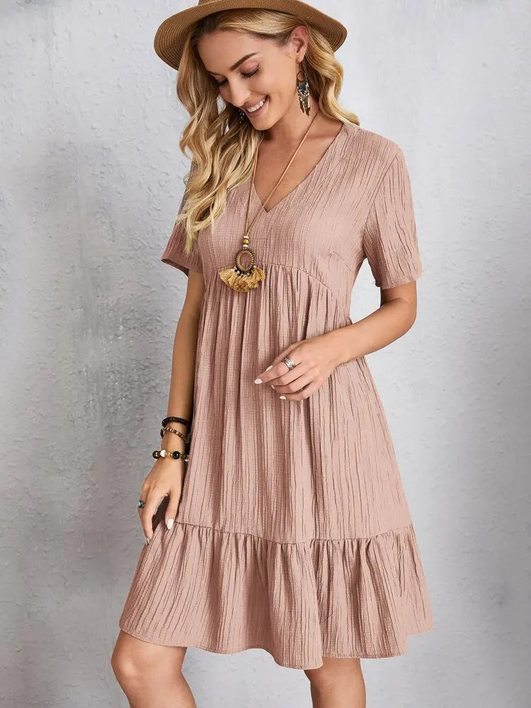 V-Neck Alina Dress - Elegant and Versatile Fashion Staple