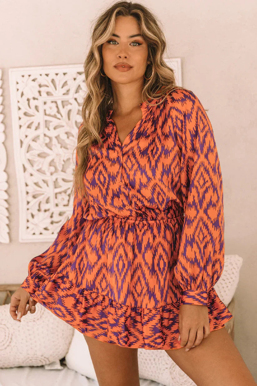 Geometric Print Mini Dress for Stylish Summer Outings