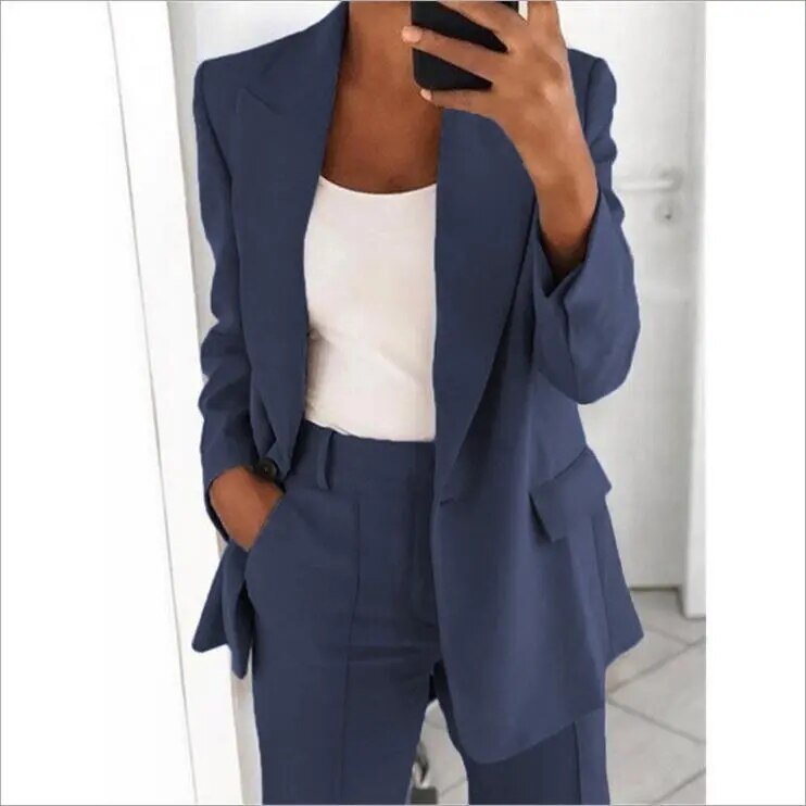 Women’s Blazer and Trouser Set - Stylish Business Attire