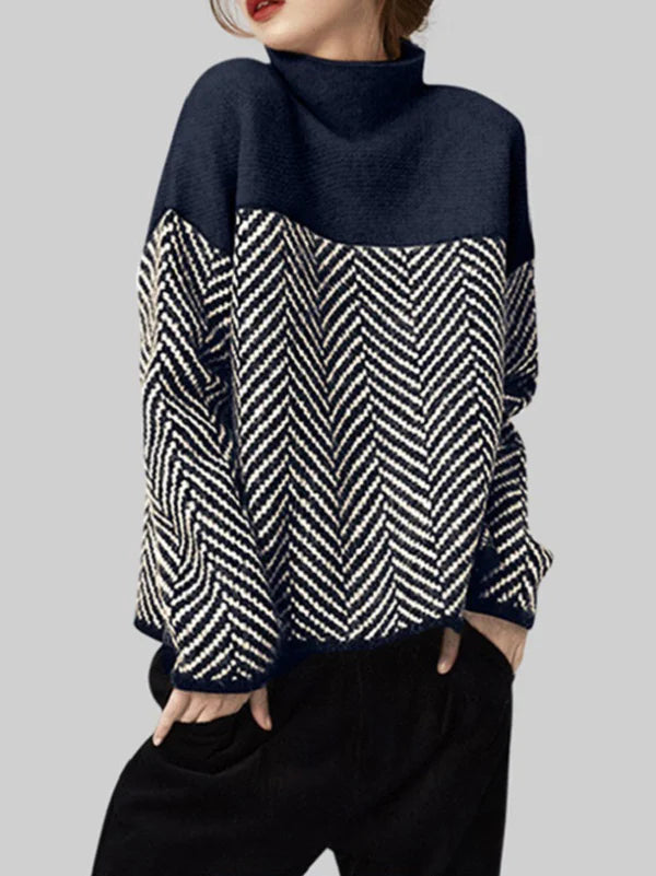 High Neck Contrast Mesh Blouse for Elegant Style