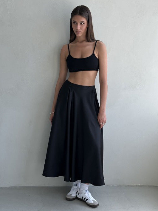 Elegant High-Waisted Satin Maxi Skirt for Effortless Styling