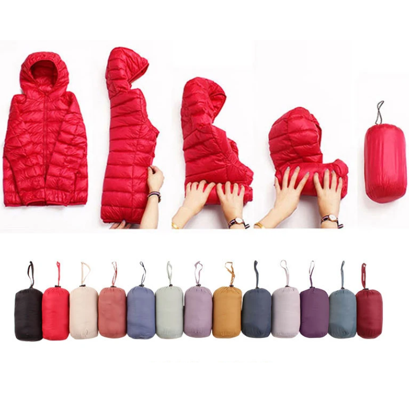 Ultralight Foldable Women's Puffer Jacket with Hood